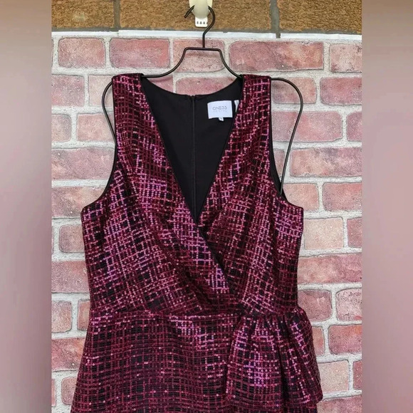 ONE33 SOCIAL FUCHSIA SEQUIN WITH SIDE BOW/SASH EVENING DRESS SZ 12 - Picture 6 of 16